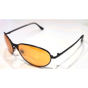 Foster Grant Black Metal Amber Oval Sunglasses